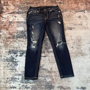 Miss Me Women's Dark Blue Distressed Jeans